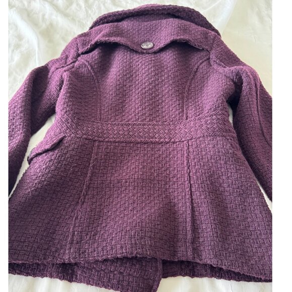 Me Jane Plum Textured Pea Coat - Picture 7 of 9